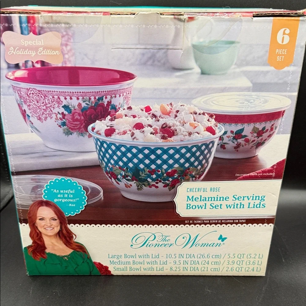 The Pioneer Woman Floral Melamine Bowl Set with Lids - Picture 4 of 6